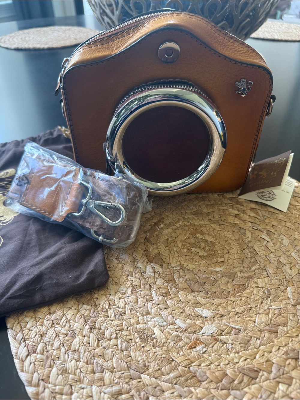 Pratesi Firenze leather camera purse brand new.